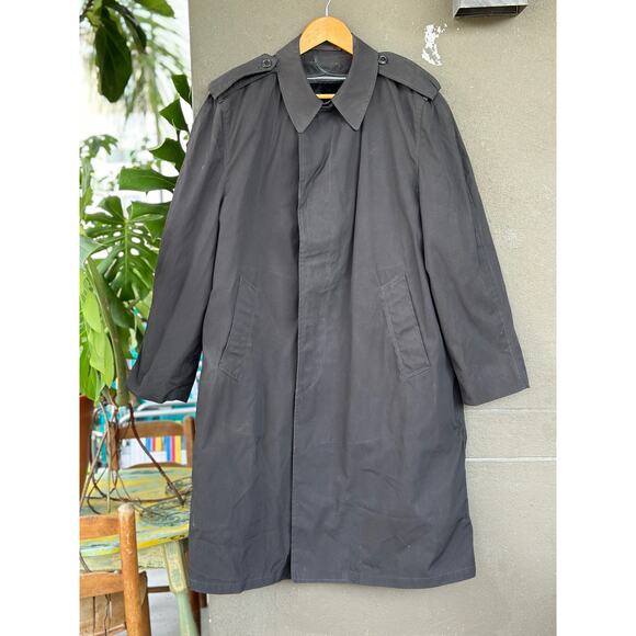Vintage Military All Weather Men’s 40S Black Trench Coat Jacket Removable Liner - Picture 2 of 9